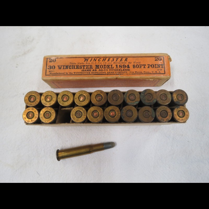Cartouches d'époque calibre 30-30 Winchester boîte de 20