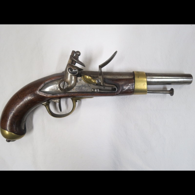 Beau Pistolet de cavalerie modèle AN XIII à silex catégorie D